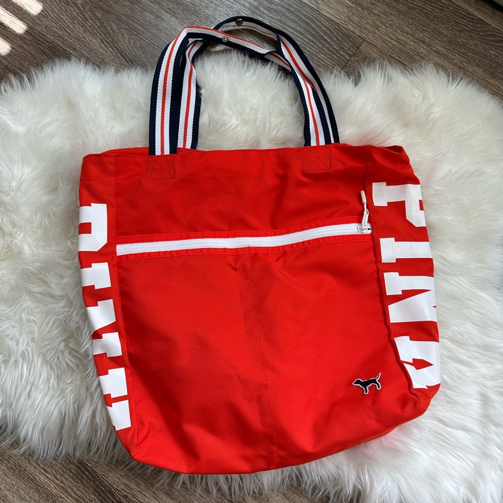 Bright orange PINK tote bag